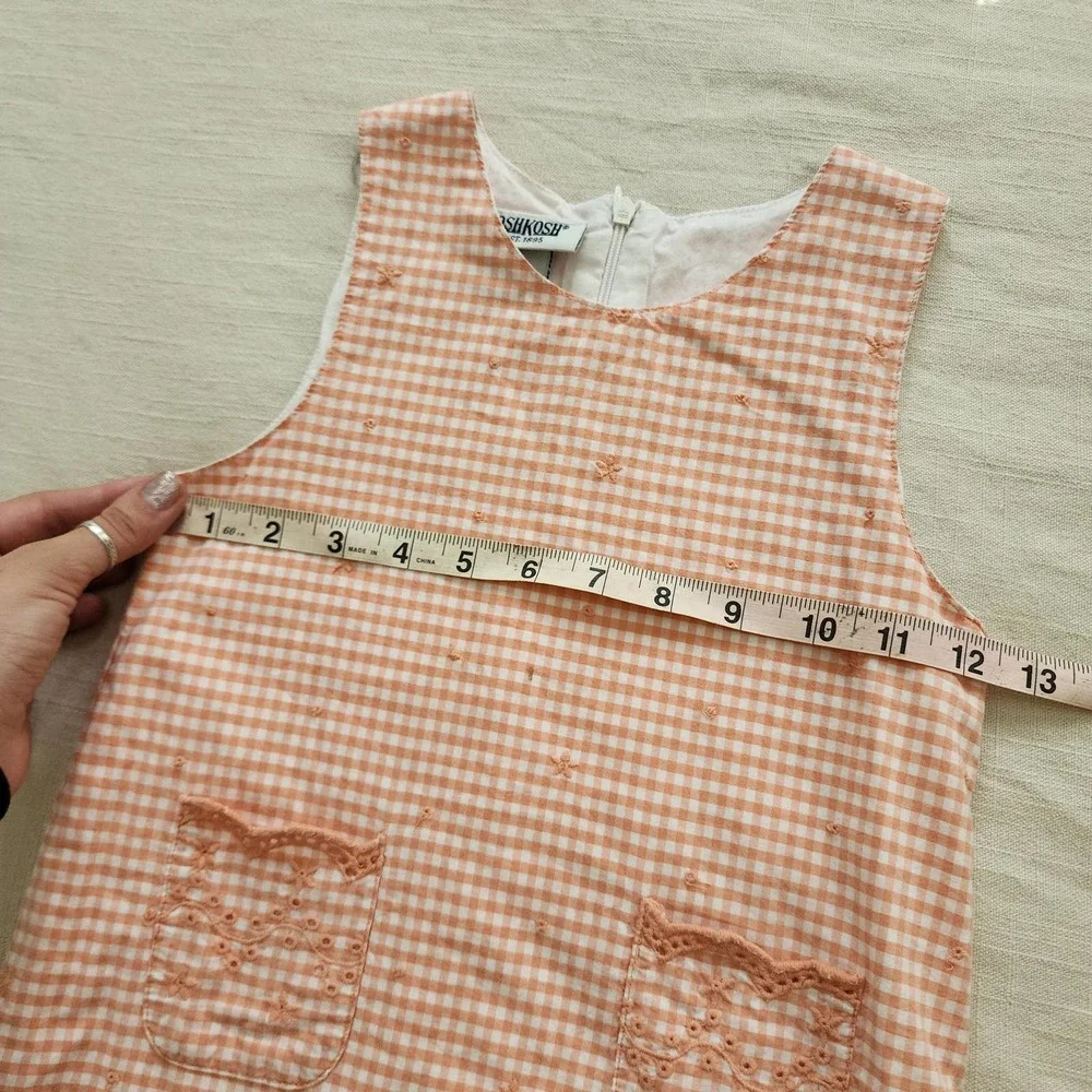 Vintage Oshkosh Peach Gingham Dress kids 6